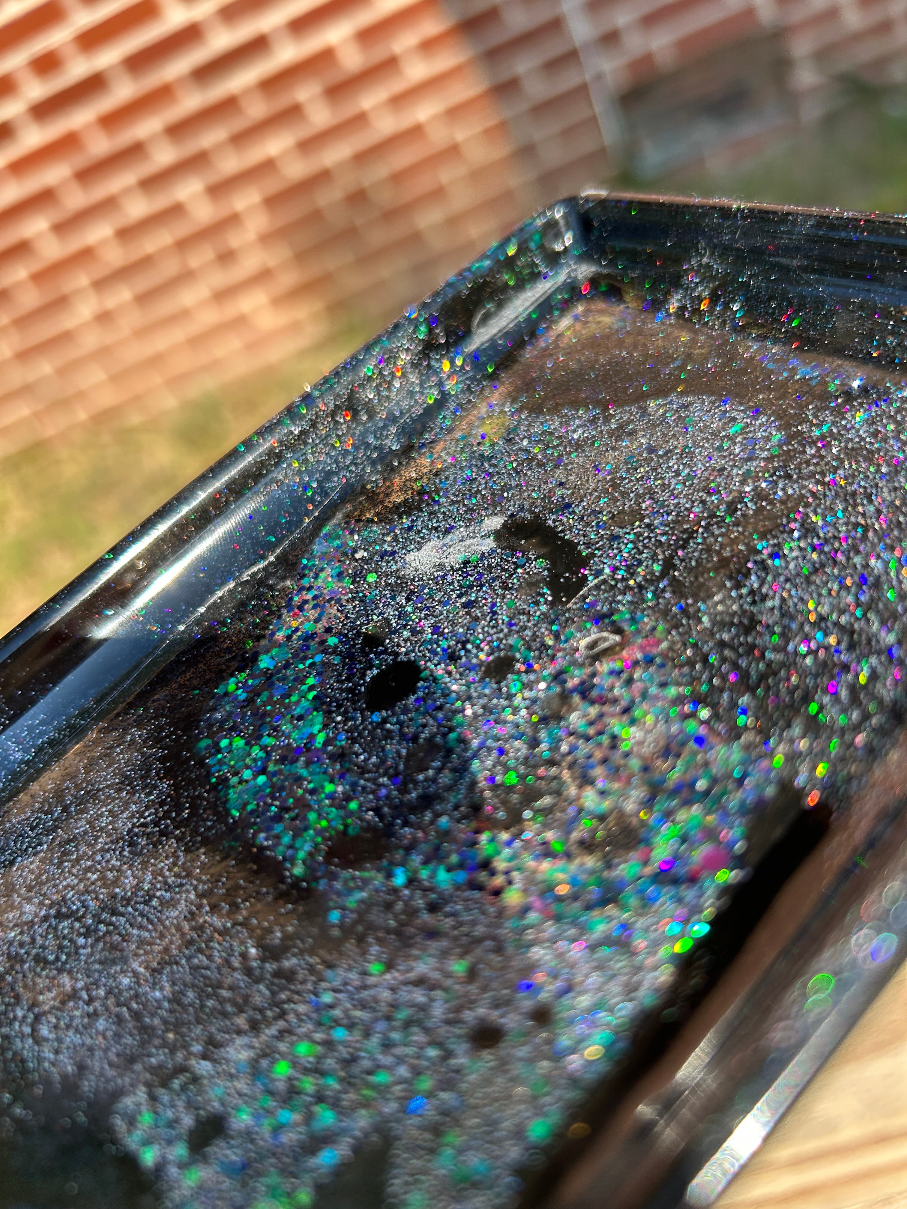 Geode-ish or night galaxy trinkets tray