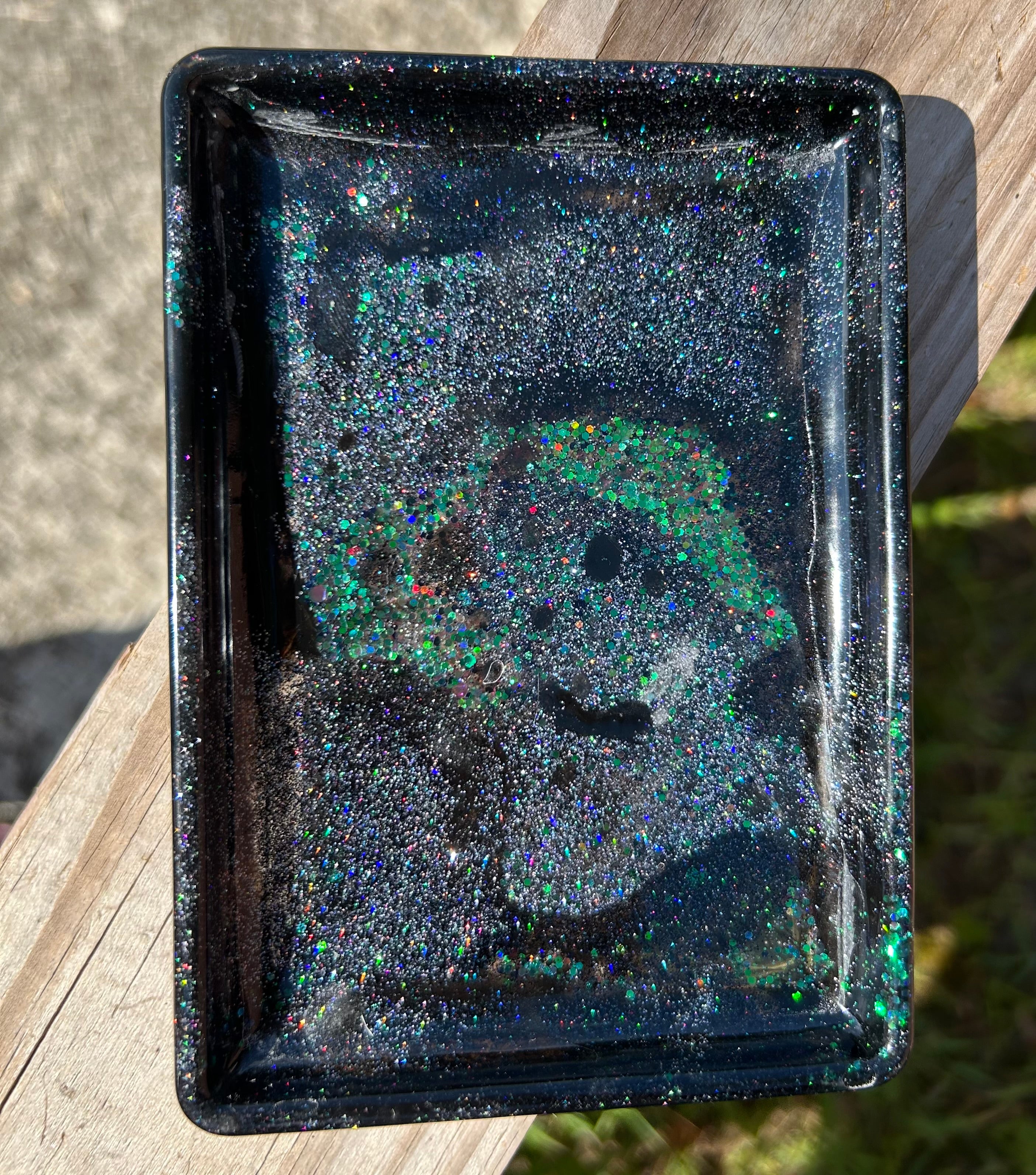 Geode-ish or night galaxy trinkets tray