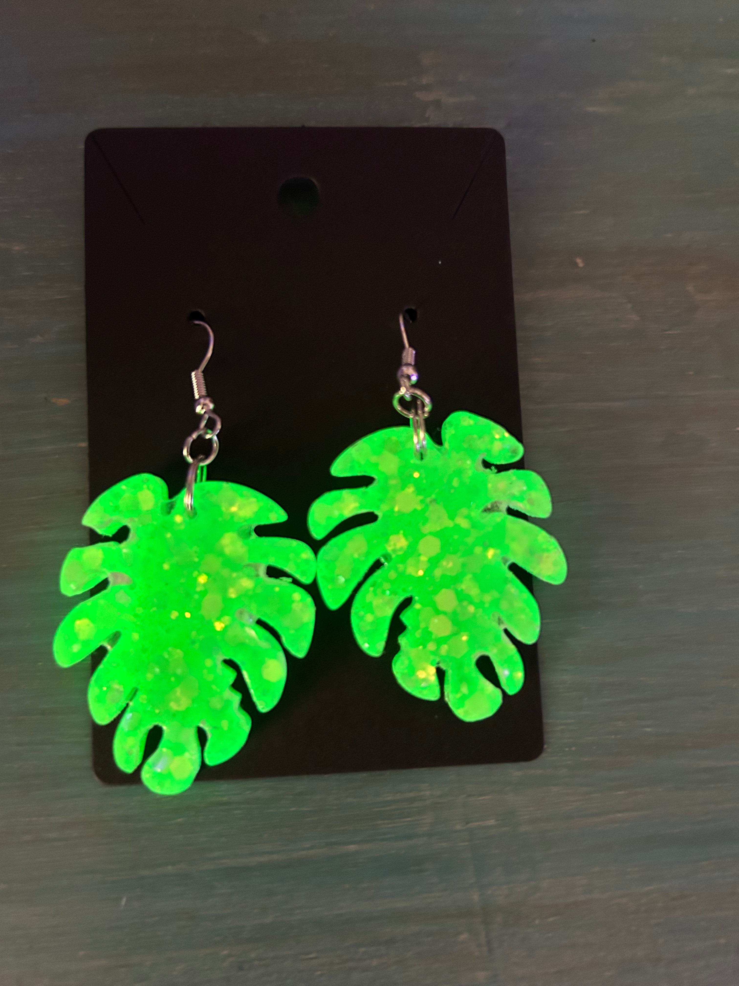 Glow in the dark- neon jungle earrings